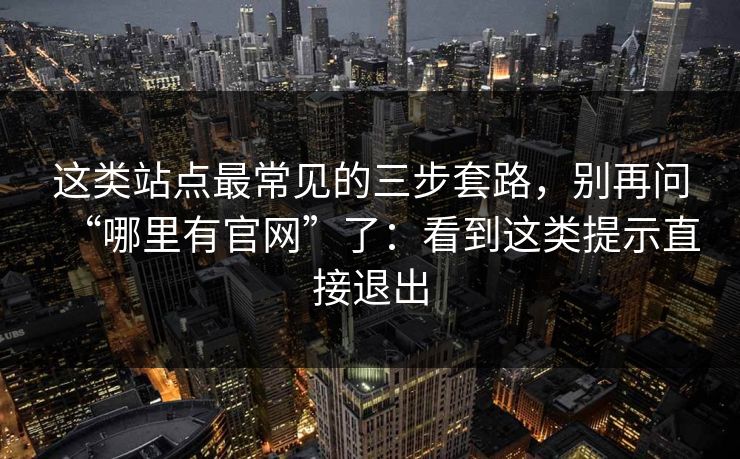 这类站点最常见的三步套路，别再问“哪里有官网”了：看到这类提示直接退出